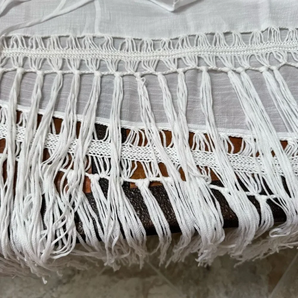 NWT Cupshe white fringed gauze swim coverup - OS